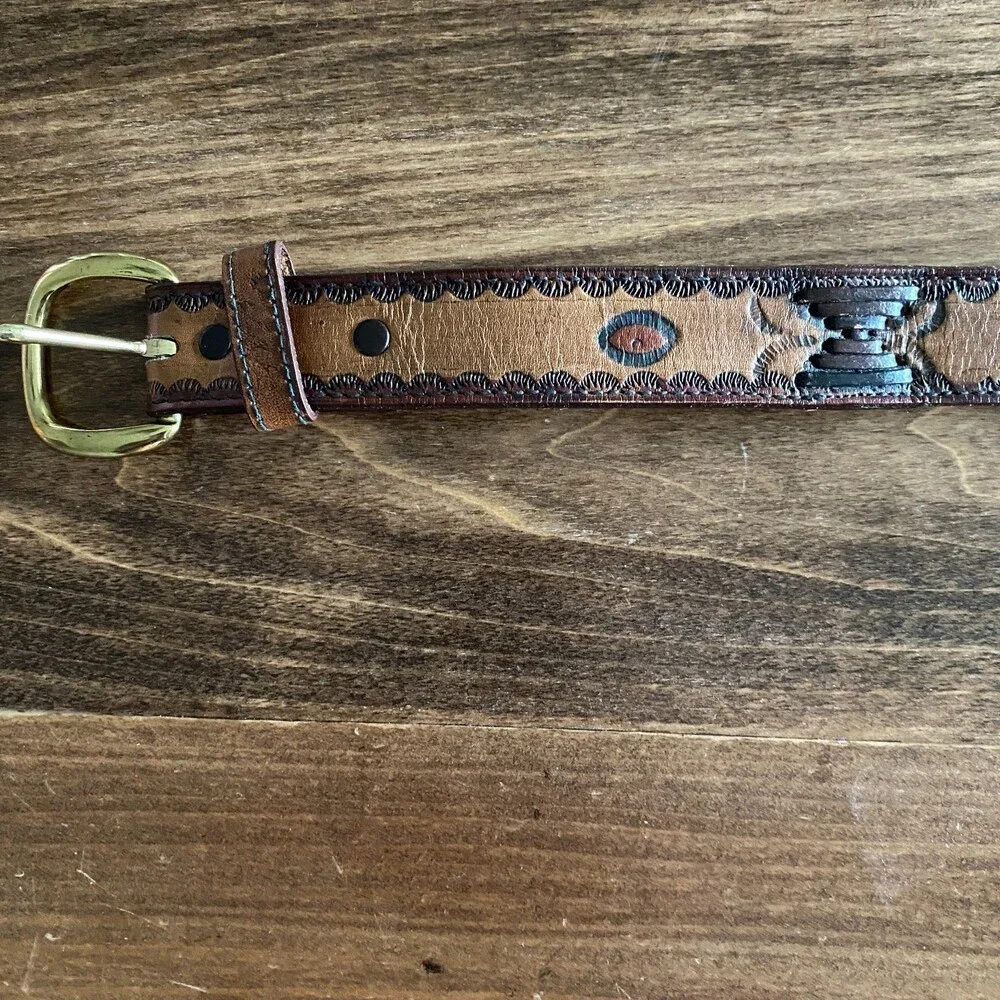 Handcrafted Brown Leather Belt 36 Inches